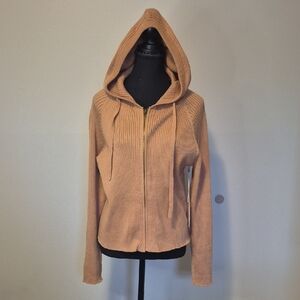 NWT Jackson Rowe Camel Hoody Full Zip Knit Sweater - XS
